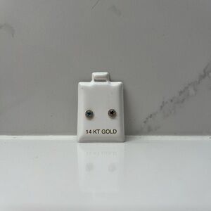 December Blue 14 KT Gold Stud Earrings